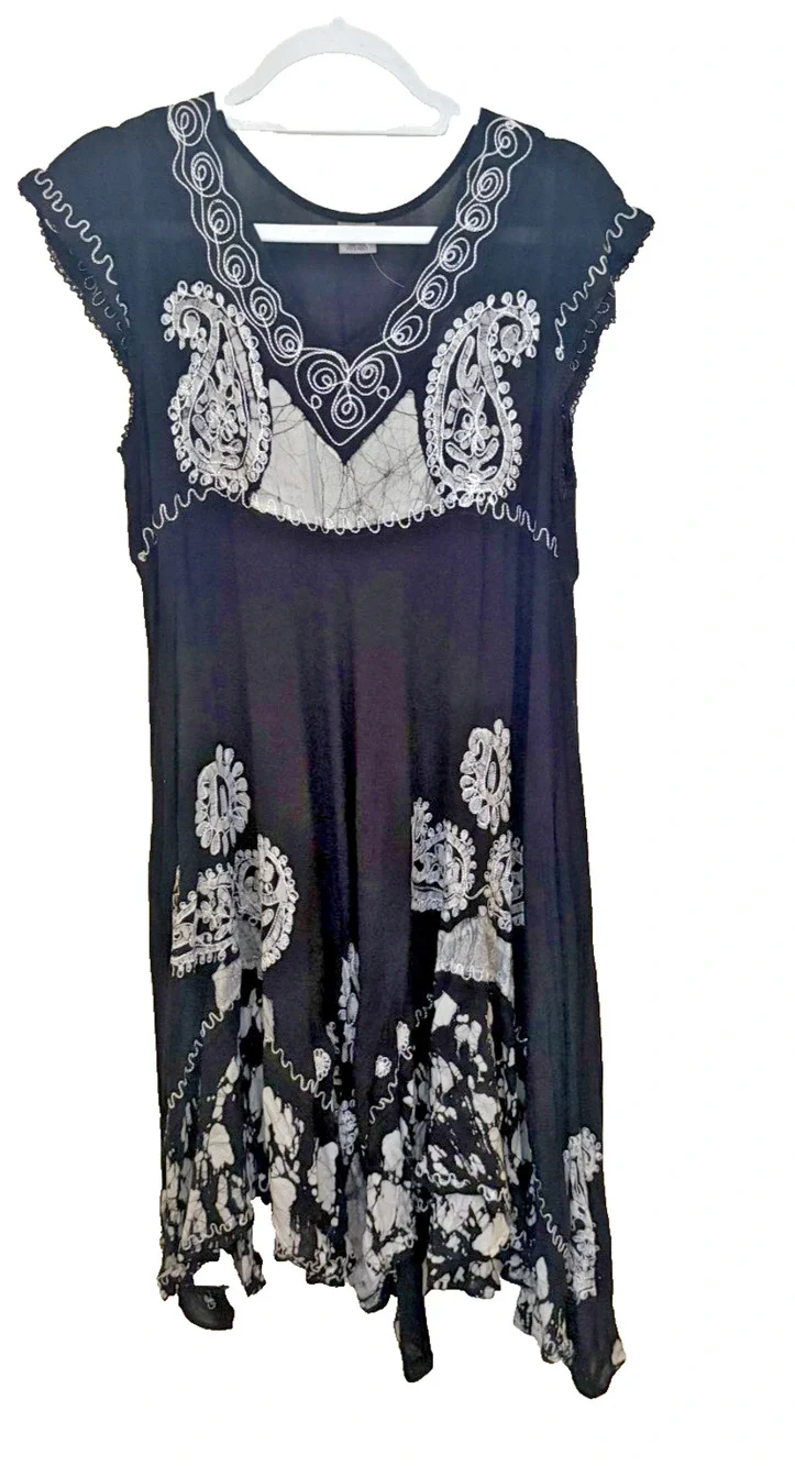 Shoreline Shirt Dress One Size Fits Most High Front Low BackWhite Black